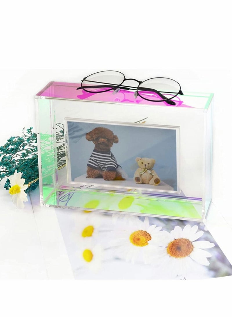 Acrylic Photo Frame 8.7 x 6.7 inch Double Sided Picture with Magnetic Clear Frameless Desktop Block