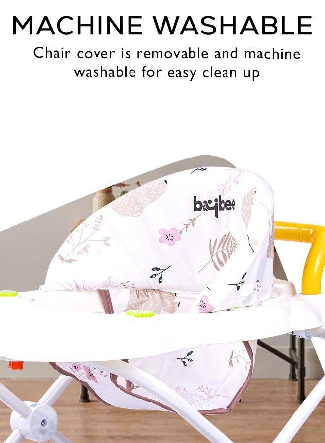 Baybee Zato Baby Walker for Kids, Foldable Kids Walker with 3 Position Adjustable Height & Musical Toy Bar Activity Walker for Toddlers Walker for Baby Boy Girl 6 to 18 Months Purple