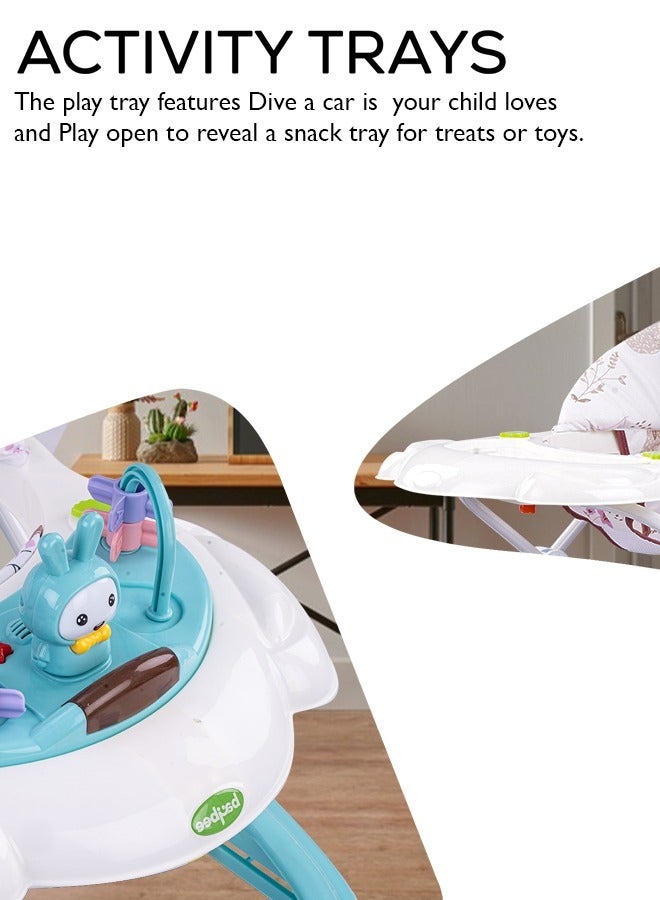 Zato Baby Walker for Kids, Foldable Kids Walker with 3 Position Adjustable Height & Musical Toy Bar Activity Walker for Toddlers Walker for Baby Boy Girl 6 to 18 Months Green