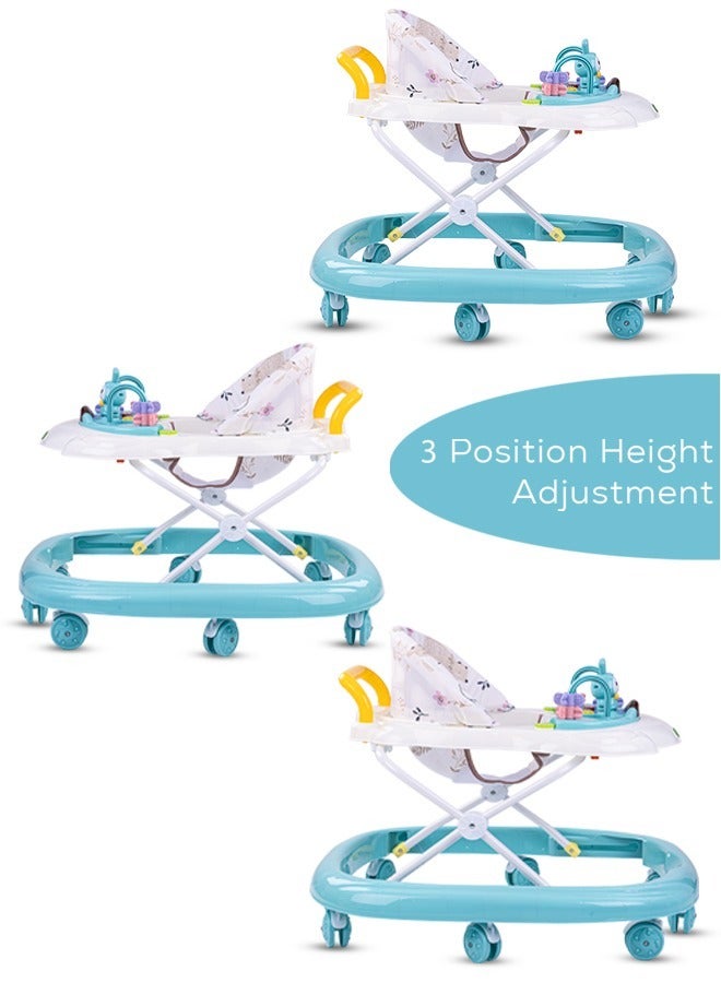 Zato Baby Walker for Kids, Foldable Kids Walker with 3 Position Adjustable Height & Musical Toy Bar Activity Walker for Toddlers Walker for Baby Boy Girl 6 to 18 Months Green