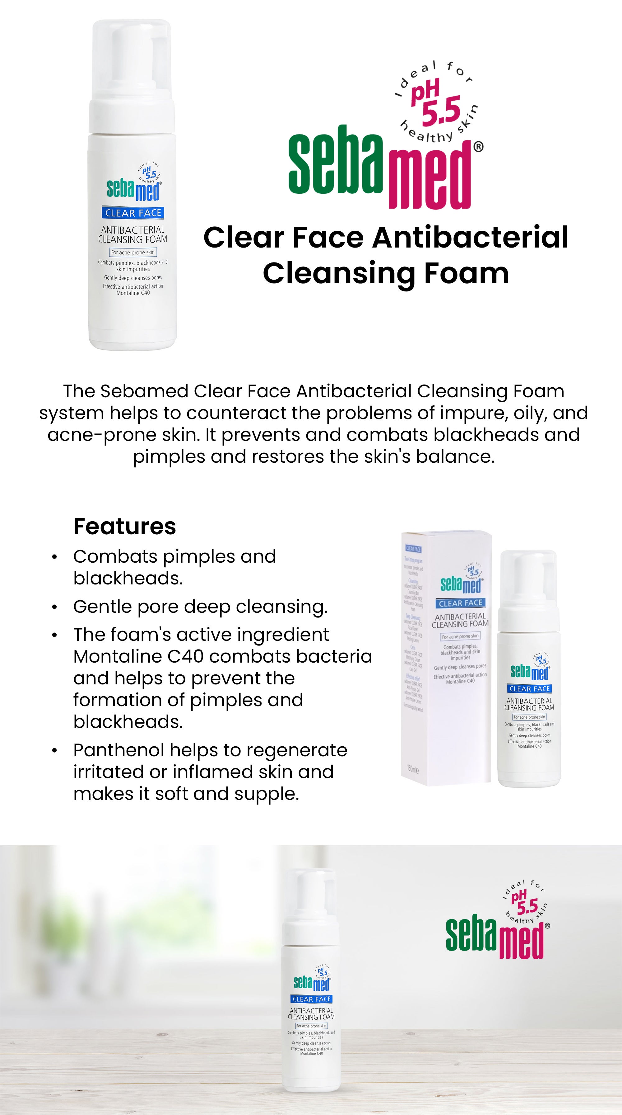 Clear Face Antibacterial Cleansing Foam 150ml