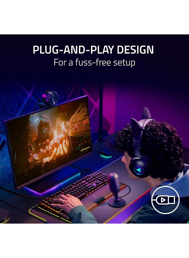 Razer Seiren V3 Mini USB Microphone, Condenser Mic, Supercardioid Pickup Pattern, Tap-to-Mute Sensor with LED Indicator, Shock Absorber, Ultra Compact, PC, Discord, OBS Studio, XSplit - White