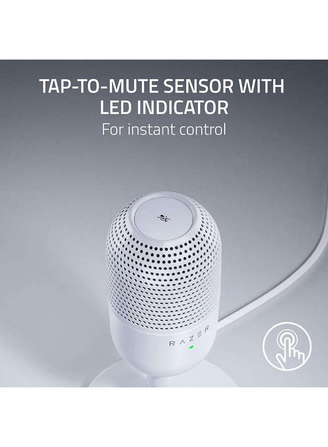 Razer Seiren V3 Mini USB Microphone, Condenser Mic, Supercardioid Pickup Pattern, Tap-to-Mute Sensor with LED Indicator, Shock Absorber, Ultra Compact, PC, Discord, OBS Studio, XSplit - White