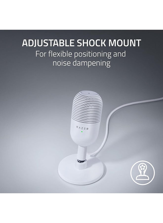 Razer Seiren V3 Mini USB Microphone, Condenser Mic, Supercardioid Pickup Pattern, Tap-to-Mute Sensor with LED Indicator, Shock Absorber, Ultra Compact, PC, Discord, OBS Studio, XSplit - White