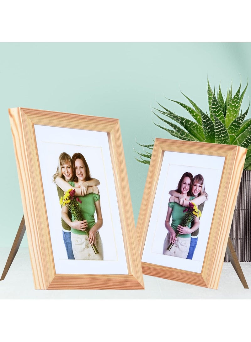 2Pcs 5x7 Inch Wooden Picture Frame, Natural Wood Picture Frame with Acrylic Plexiglass for Displaying Picture, Tabletop and Wall Mounting Display (Wood color)