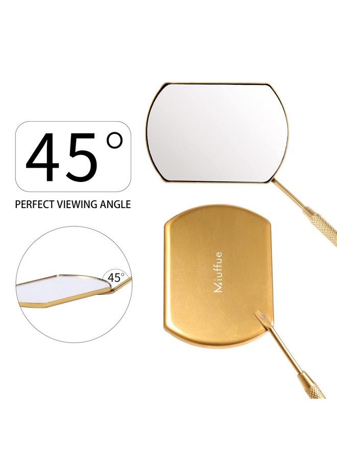 Lash Mirror For Eyelash Extensions 60Mm Extra Large Eyelash Mirror Detachable Stainless Steel Makeup Mirror，Gold