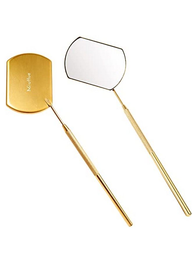 Lash Mirror For Eyelash Extensions 60Mm Extra Large Eyelash Mirror Detachable Stainless Steel Makeup Mirror，Gold