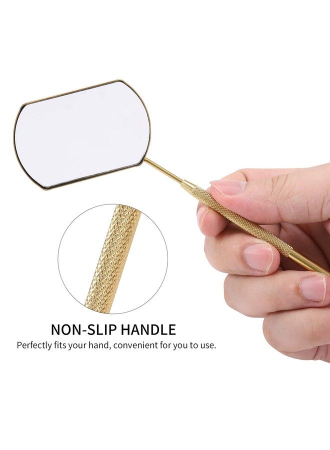 Lash Mirror For Eyelash Extensions 60Mm Extra Large Eyelash Mirror Detachable Stainless Steel Makeup Mirror，Gold