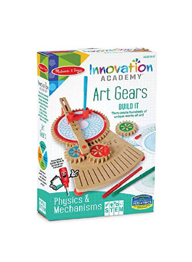 Innovation Academy Art Gears Wooden Buildandplay Drawing Machine 3 Markers 5 Paper Disks 1 Template Disk