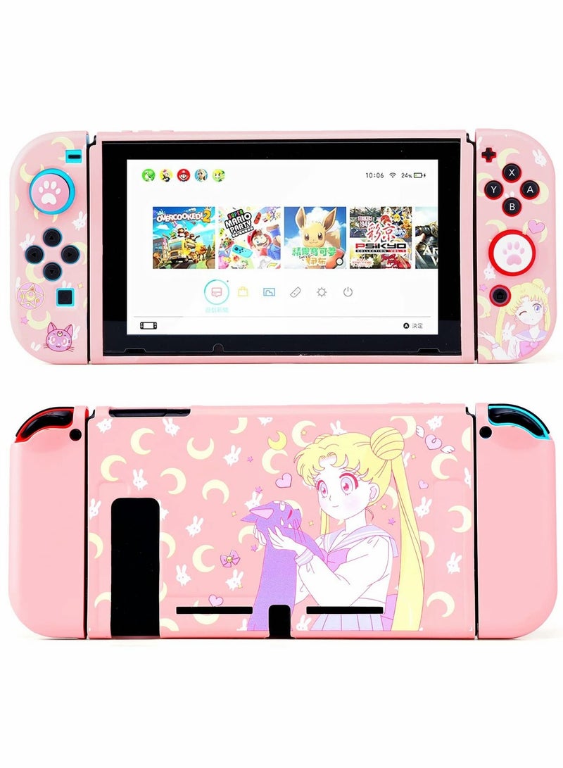 Protective Case for Nintendo Switch Cute Soft Slim Grip Cover Shell for Console and Joy Con with Screen Protector Thumb Grips Anti Scratch
