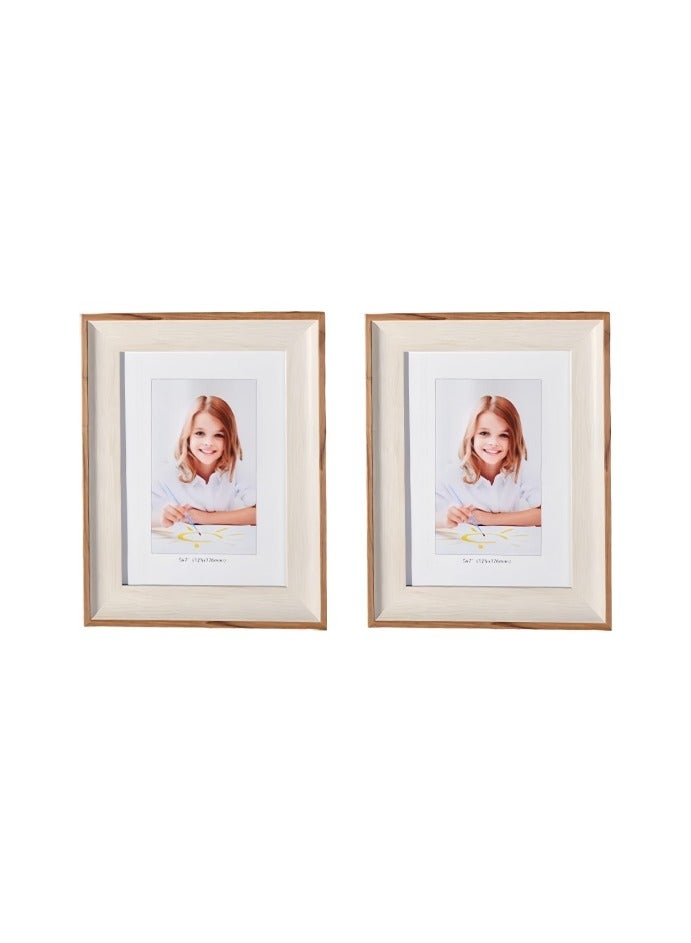 Pack of 2, A4 Photo Frame, Minimalist Rectangular Photo Picture Frame, 21x30centimeter, White Wood Grain