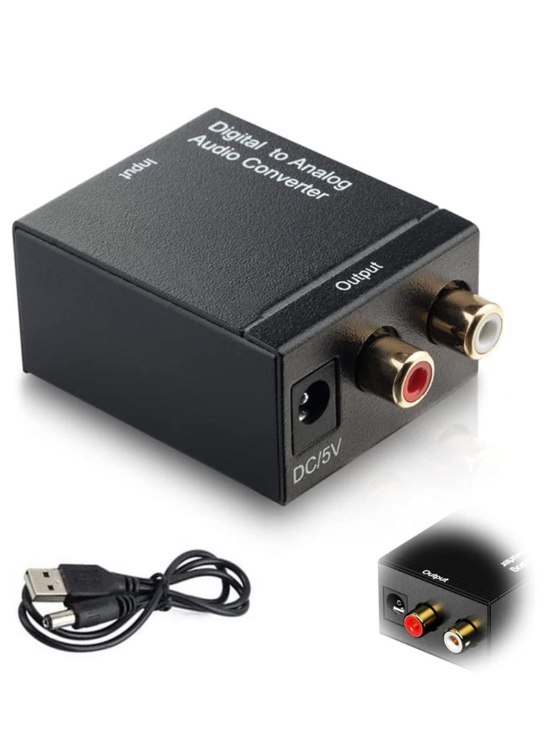 Digital to Analog Audio Converter Adapter DAC SPDIF Optical to L/R RCA to Jack with Fiber and USB Cable for PS3 HD DVD PS4 Amp Apple TV Home Cinema