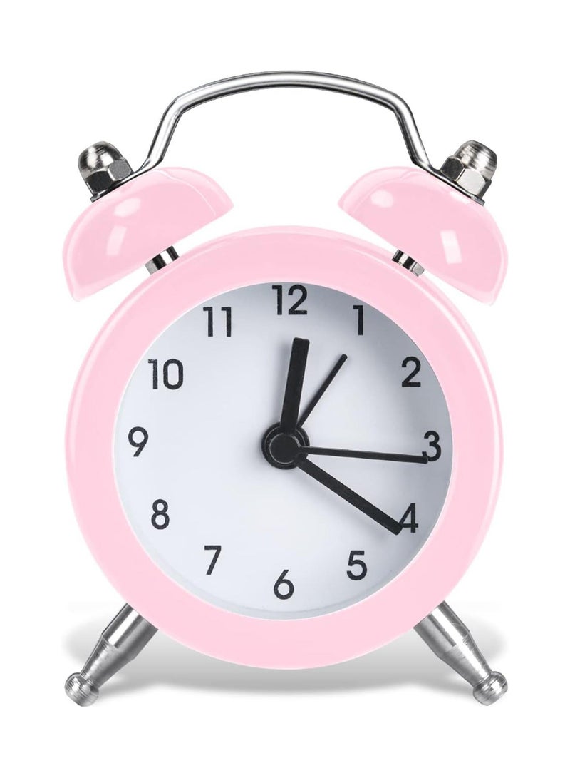 Mini Alarm Clock, Bedside Clocks Battery Operated Non Ticking Table Clocks, Bedroom Alarm Clock Simple Loud Vintage Alarm Clocks for Bedroom Kitchen Desk Bedside（Battery not included）