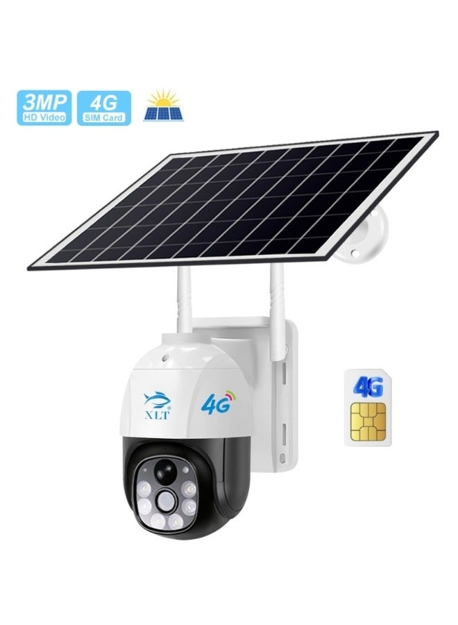 4G Wireless Solar Outdoor Camera with 350° View 3MP Color Night Vision AI Human Detection Compatible with