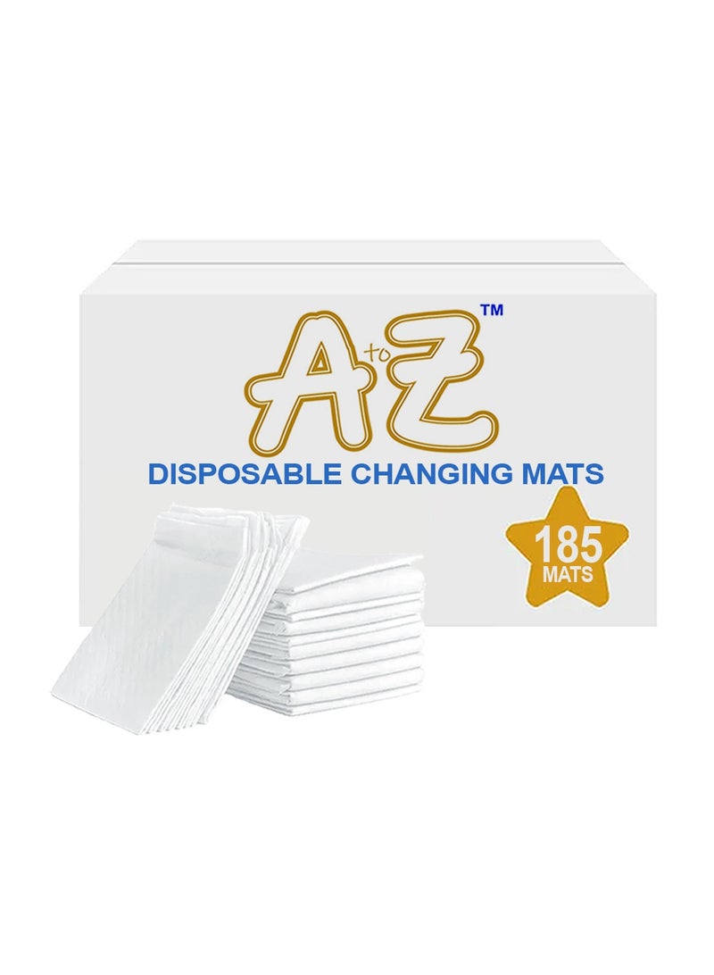 A to Z - Disposable Changing Mat size (45cm x 60cm) Large- Premium Quality for Baby Soft Ultra Absorbent Waterproof - Pack of 185 - White