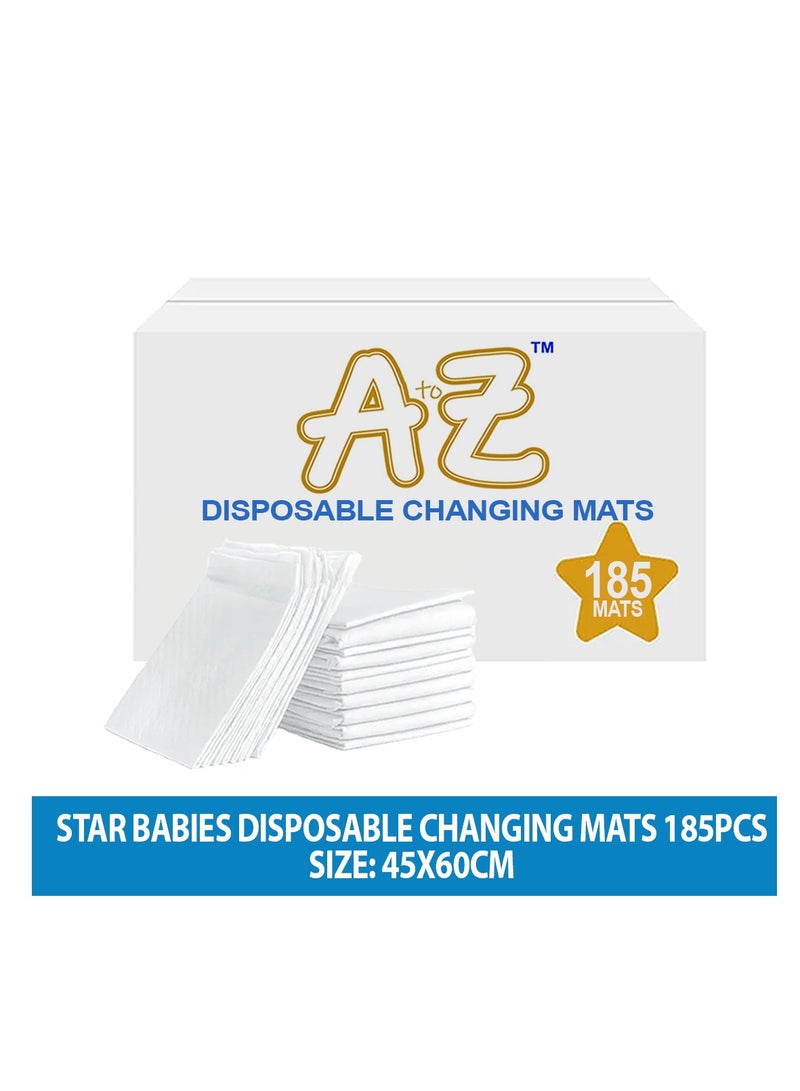 A to Z - Disposable Changing Mat size (45cm x 60cm) Large- Premium Quality for Baby Soft Ultra Absorbent Waterproof - Pack of 185 - White