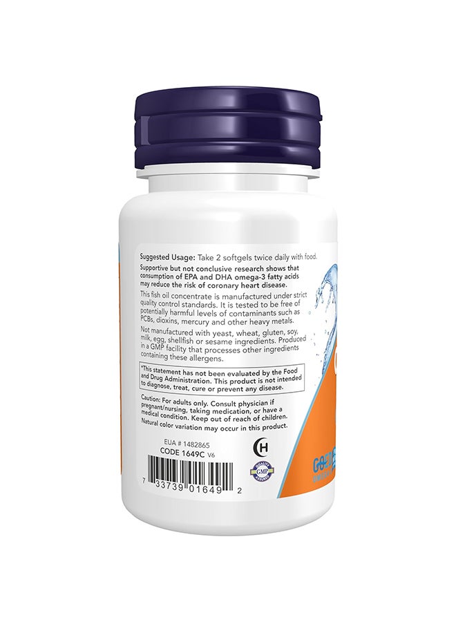 Now Foods Molecularly Distilled Omega-3 Dietary Supplement 30 Softgels 180 Epa / 120 Dha