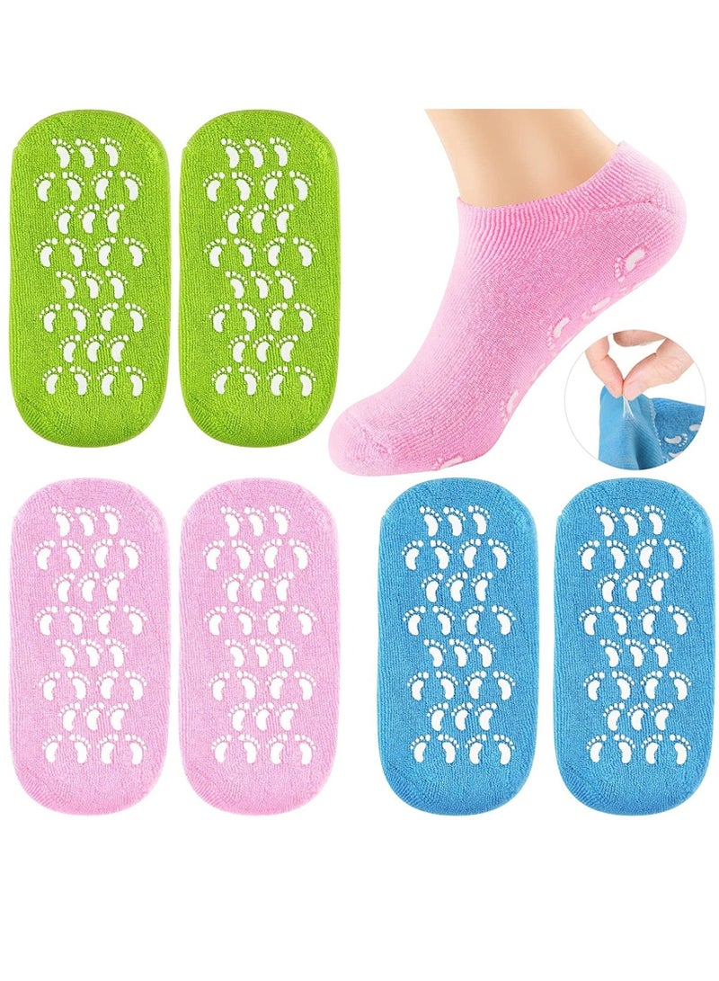 Moisturizing Socks, 3 Pairs Soft Gel Socks Spa Foot Socks, Lotion Socks, Cracked Feet Skin Care Sock, Dry Soften Lined Sock Gel Moist Socks