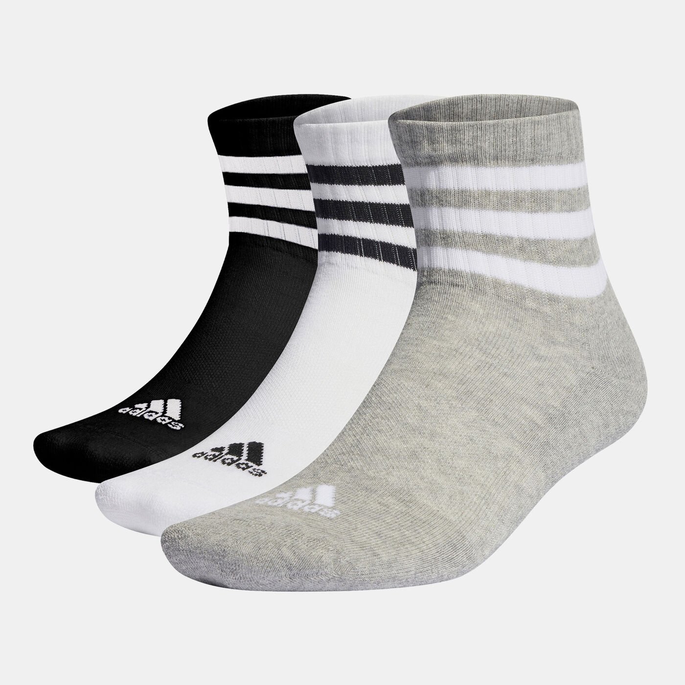 Men’s 3-Stripes Cushioned Sportswear Mid-Cut Socks (3 Pack)