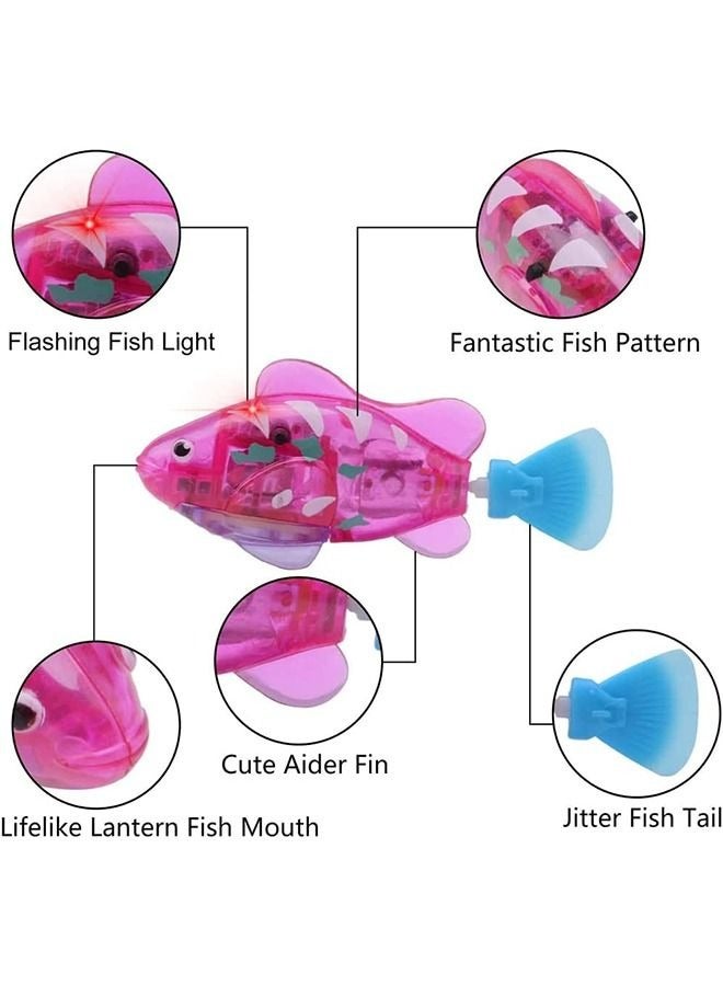 Electric Fish Toy, Creative Colorful Water Activated LED Robot Fish Toy Funny Cat Fish Toy Swimming Robot Fish Bathtub Toys , 4 Pcs