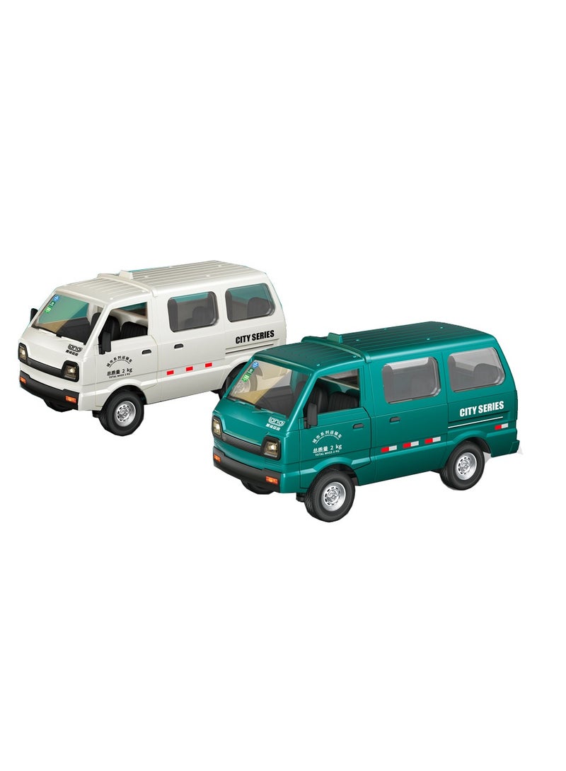 1:16 2.4G Dual Frequency Remote Control Lighting Urban Mini Van – Assorted Colors – DIY Sticker, USB Charging, Rechargeable Battery – Manual Door Opening-1piece