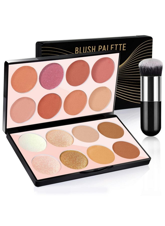 16 Colors Blush Contour Highlighter Makeup Palette Allinone Shimmer Silky Matte Mineral Blush Powder Palette Face Sculpting Bronzer Blusher Illuminator Palette For A Natural Glowing