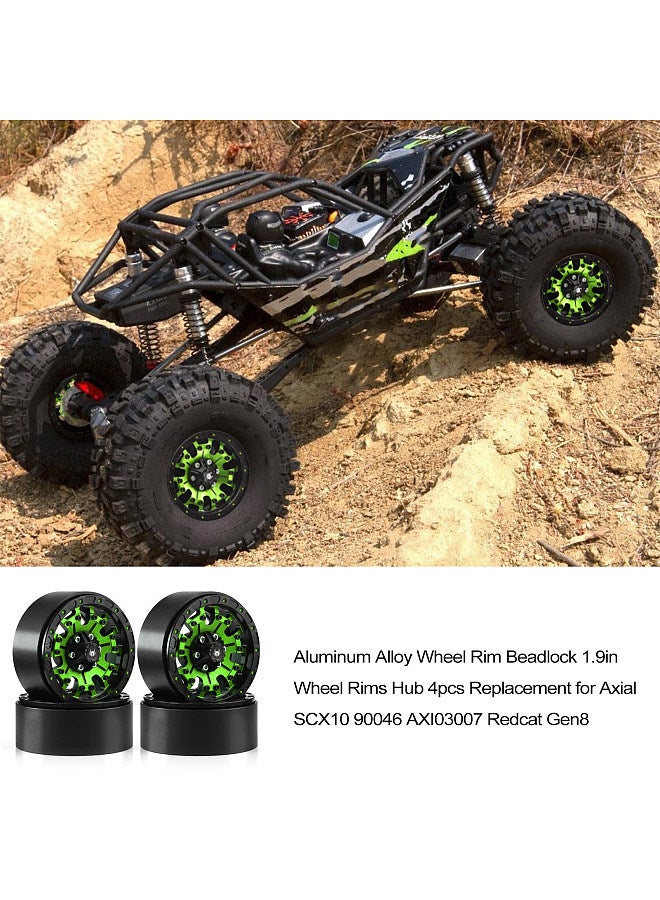 Aluminum Alloy Wheel Rim Beadlock 1.9in Wheel Rims Hub 4pcs Replacement for Axial SCX10 90046 AXI03007 Redcat Gen8