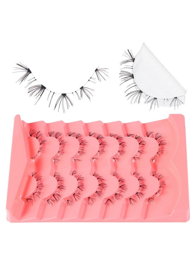 7 Pairs Bottom Lashes Clear Band Wispy Natural Look Lashes Japanese Manga Style Spiky Anime Lower Lashes Dramatic Diy Cosplay Bottom Eyelashes Reusable (A03)