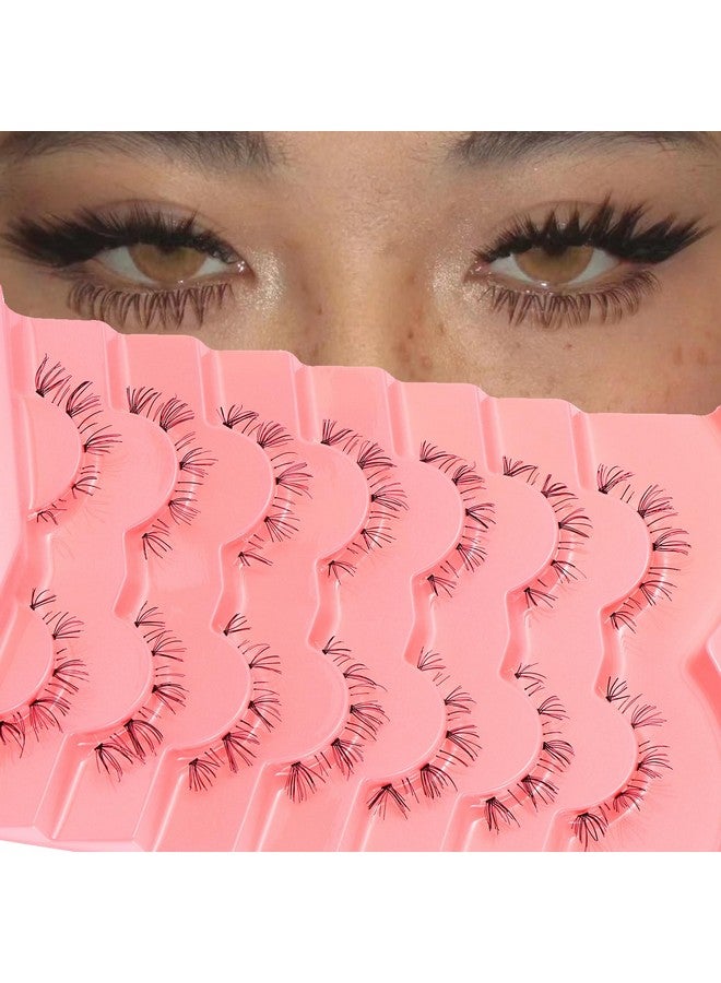 7 Pairs Bottom Lashes Clear Band Wispy Natural Look Lashes Japanese Manga Style Spiky Anime Lower Lashes Dramatic Diy Cosplay Bottom Eyelashes Reusable (A03)