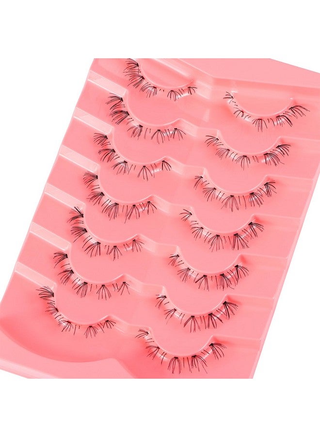 7 Pairs Bottom Lashes Clear Band Wispy Natural Look Lashes Japanese Manga Style Spiky Anime Lower Lashes Dramatic Diy Cosplay Bottom Eyelashes Reusable (A03)