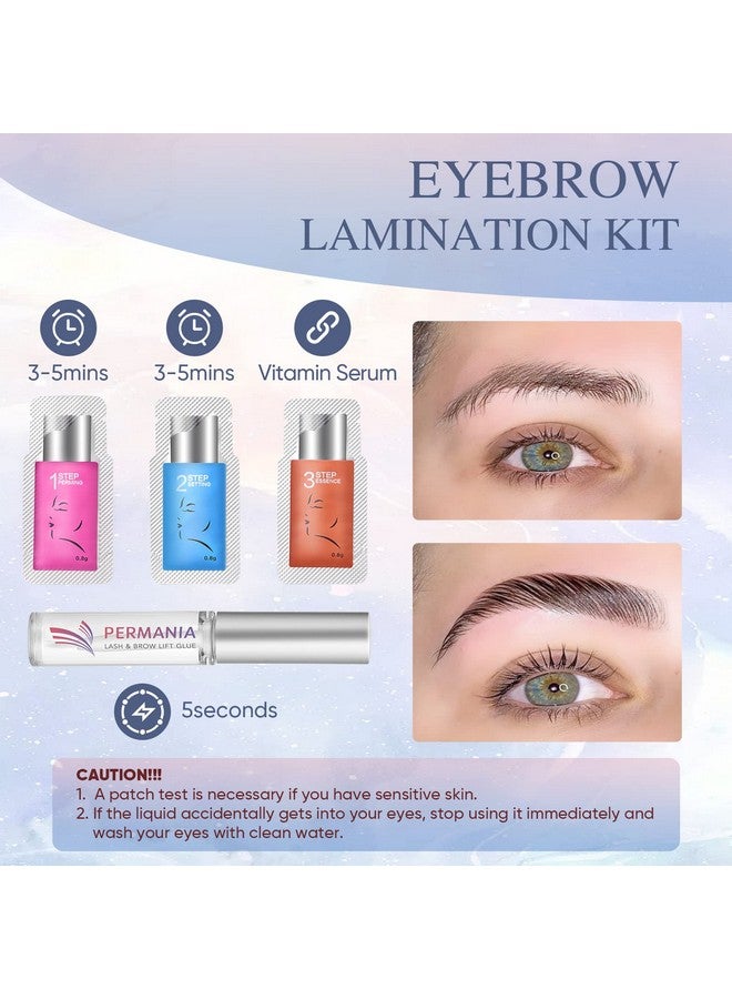 Brow Lamination With Brown Color Kit Lash Lift & Eyebrow 4 In 1 Brown Coloring Make Eyelash Perm Voluminous And Curl For Salon & Home Lasts Up To 6 Weeks(Brown)