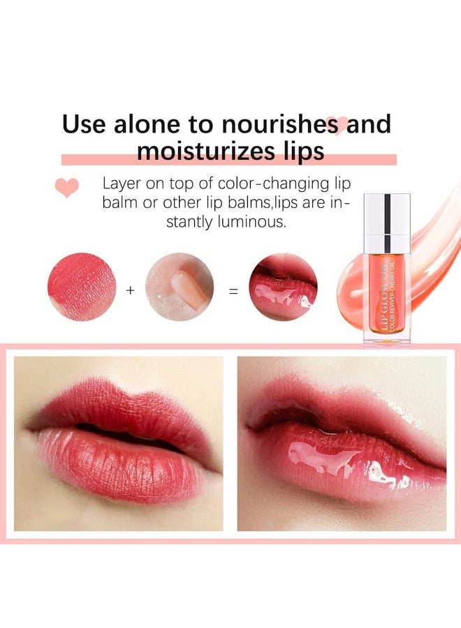 Hydrating Lip Glow Oil Moisturizing Lip Glow Oil Nourishing Glossy Transparent Lip Oil Plumping Lip Oil Lip Balm Nonsticky Tinted Toot Lip Balm For Lip Care (Clear) 0.2 Oz