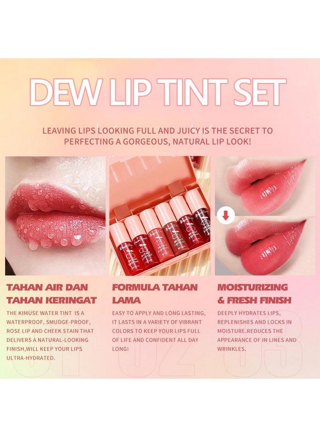 6 Colors Lip Tint Stain Korean Lip Gloss Set Plumping Lip Tint Mini Liquid Lipstick Multiuse Cheek And Lip Tint Long Lasting Waterproof Nonstick Cup Lip Tint Makeup