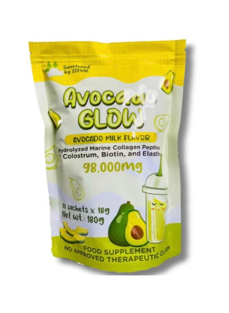 Avocado Glow Milk Flavor Avocado Milk Collagen Flavor with Hydrolyzed Marine Collagen For Whiten and Glowing Skin