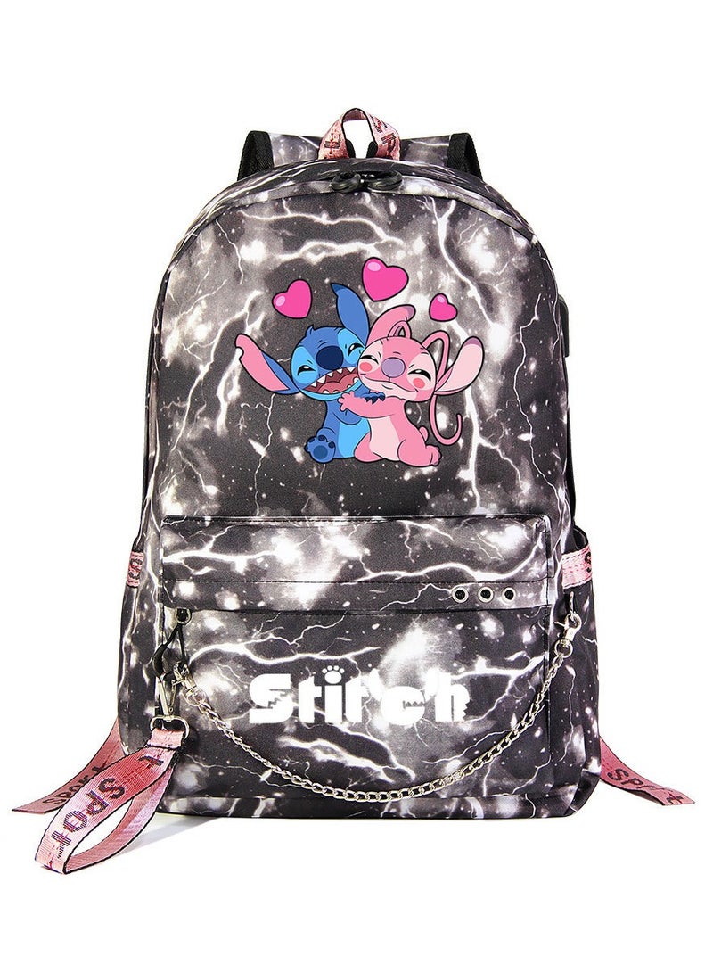 Stitch Printed Youth Casual Woven Strap Backpack