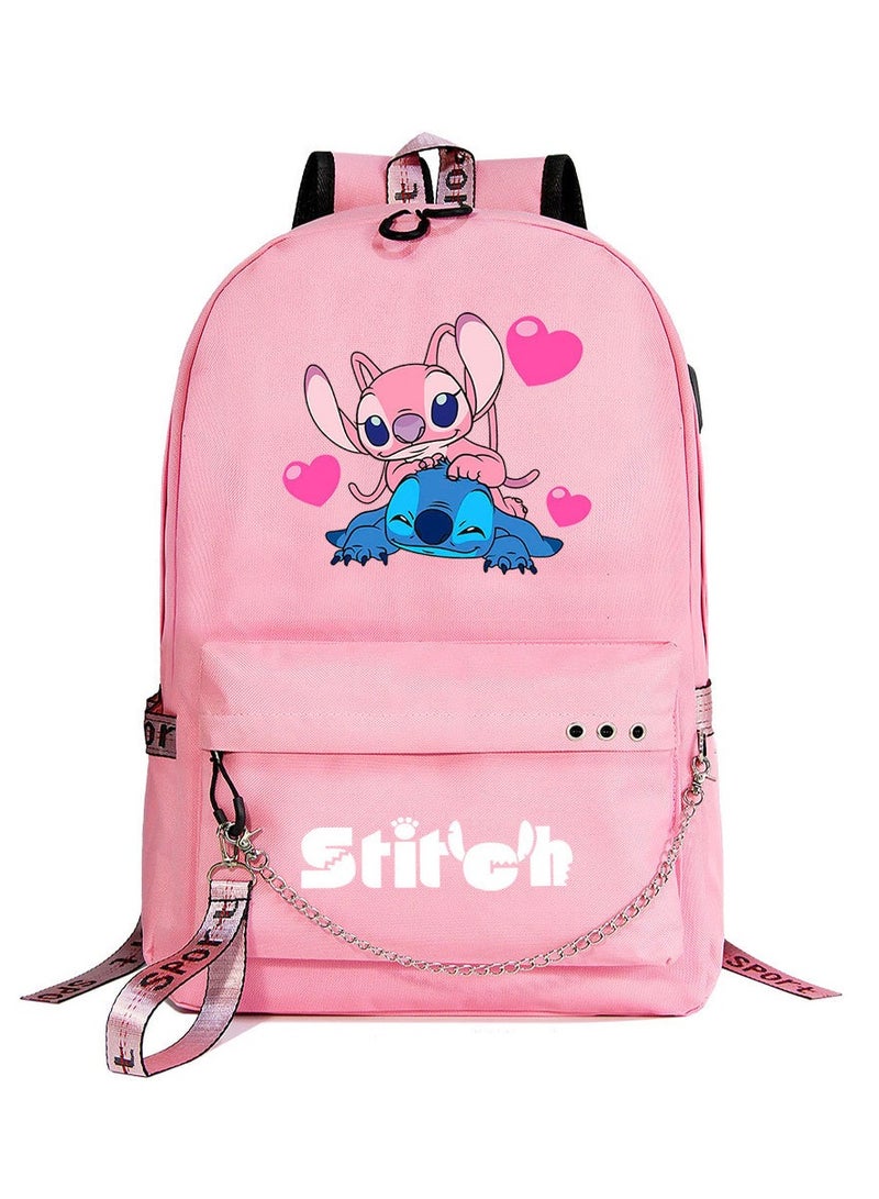 Stitch Printed Youth Casual Woven Strap Backpack