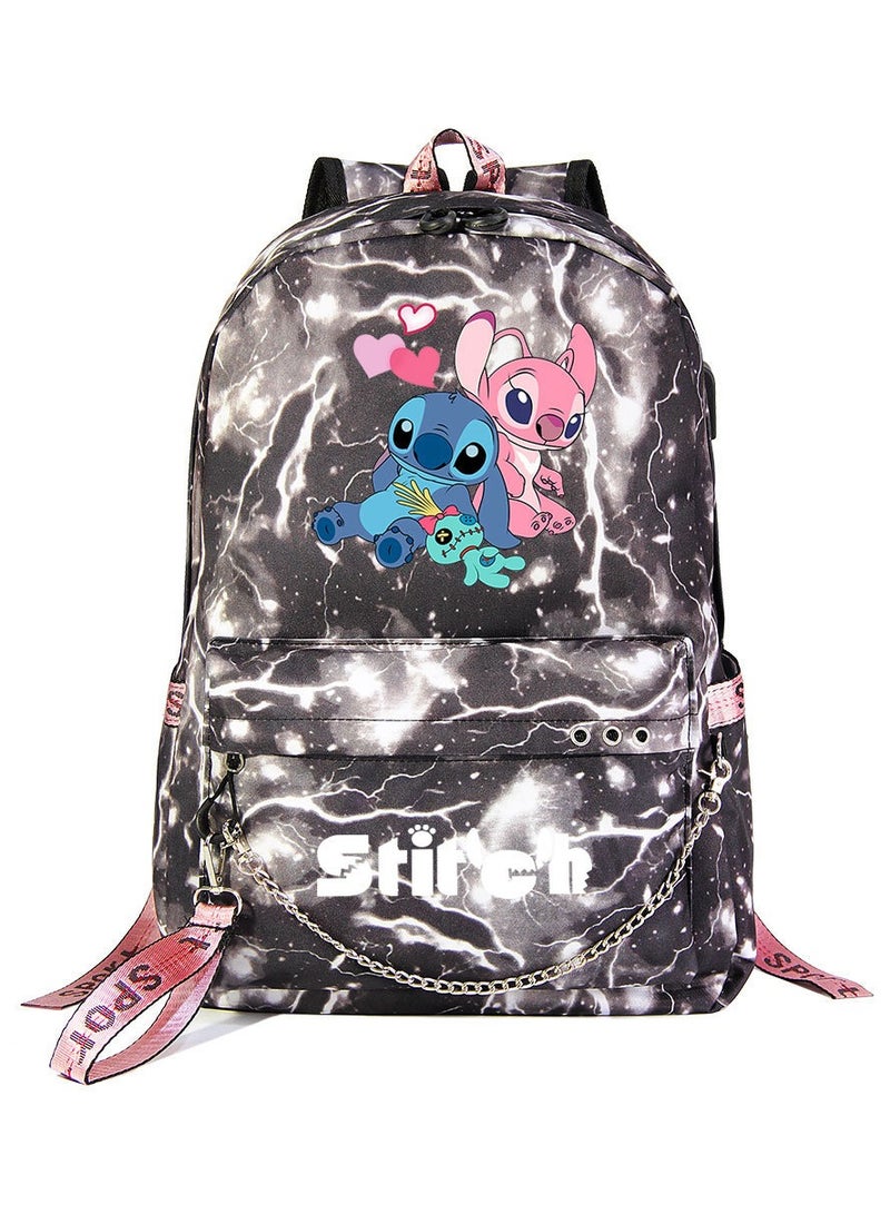 Stitch Printed Youth Casual Woven Strap Backpack