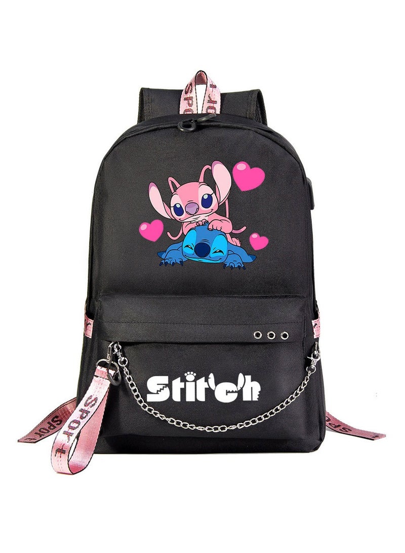 Stitch Printed Youth Casual Woven Strap Backpack