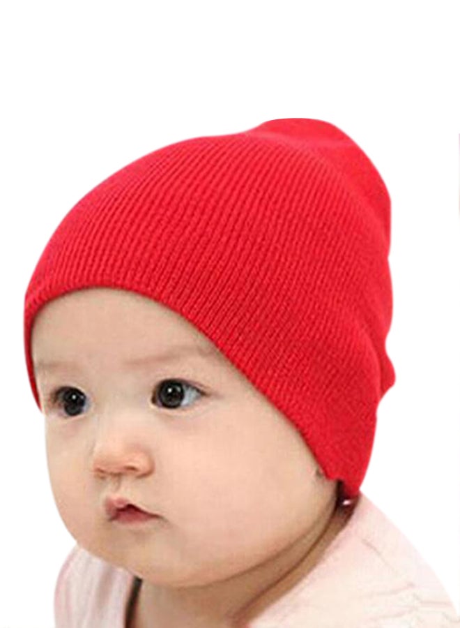 Knitted Crochet Beanie Red