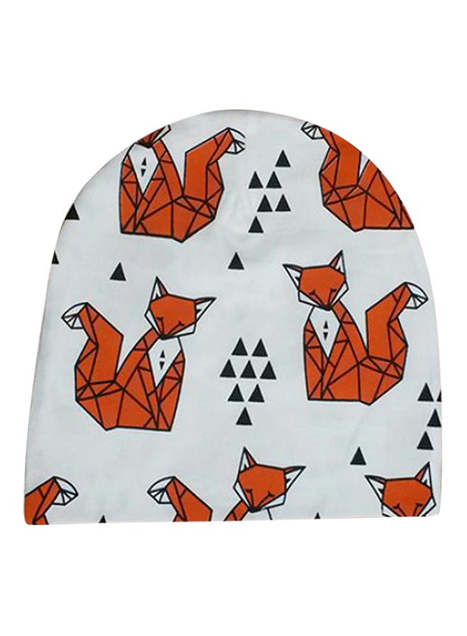 Fox Printed Beanie Grey/Orange