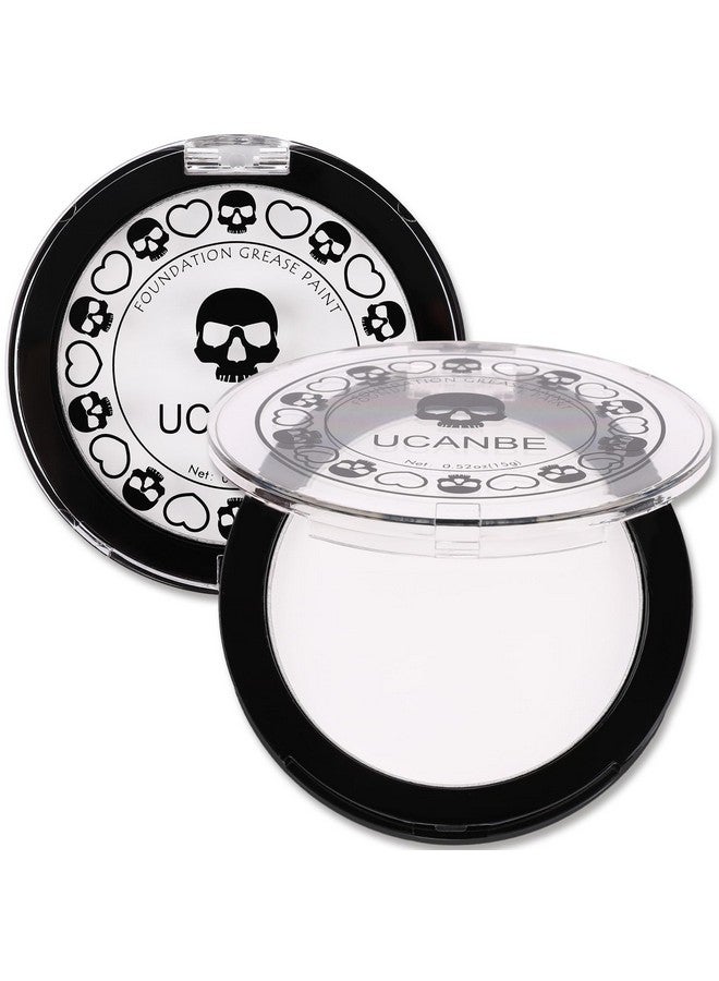 Goth White Cream To Powder Foundation Makeup Professional Clown White Face Body Paint With Matte Finish For Halloween Sfx Makeup Cosplay Costume Stage Mime & Film(0.52Oz)