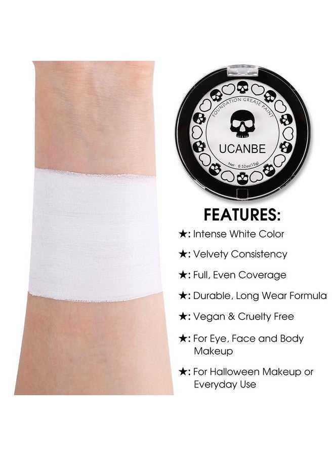 Goth White Cream To Powder Foundation Makeup Professional Clown White Face Body Paint With Matte Finish For Halloween Sfx Makeup Cosplay Costume Stage Mime & Film(0.52Oz)