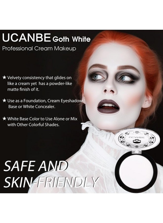 Goth White Cream To Powder Foundation Makeup Professional Clown White Face Body Paint With Matte Finish For Halloween Sfx Makeup Cosplay Costume Stage Mime & Film(0.52Oz)