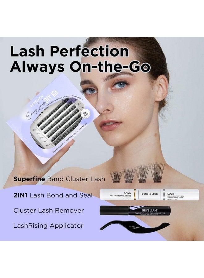 Lash Extension Kit Cluster Lashes Kit With 84 Pcs Lash Clusters Clusters Eyelash Applicator Tool Cluster Lashes Bond And Seal Super Hold Clusters Lash Glue Remover Easy To Apply At Home