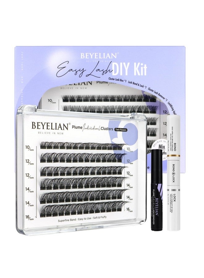 Lash Extension Kit Cluster Lashes Kit With 84 Pcs Lash Clusters Clusters Eyelash Applicator Tool Cluster Lashes Bond And Seal Super Hold Clusters Lash Glue Remover Easy To Apply At Home