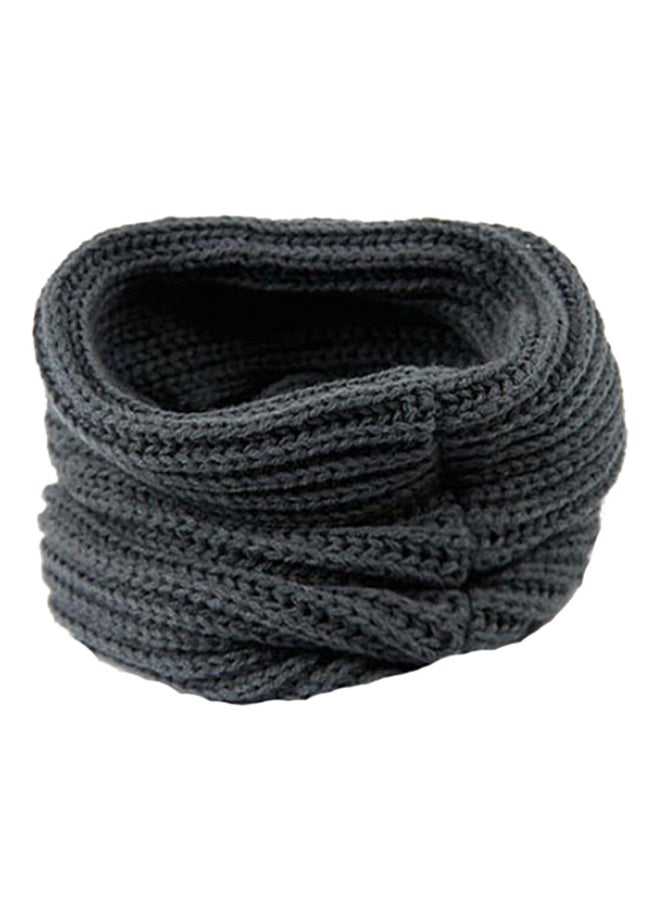 Solid Pattern Knitted Cable Scarf Dark Grey