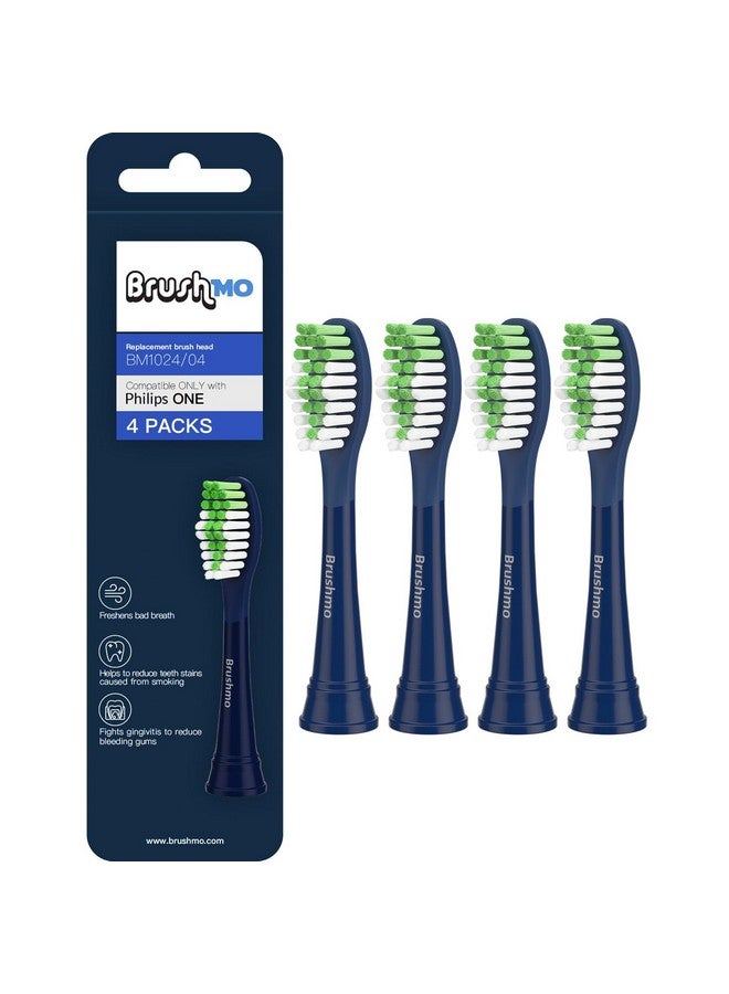 Replacement Toothbrush Heads Compatible With Philips Sonicare One Toothbrush For Hy1100 Midnight Navy Blue Bh102204 Brush Head (Midnight Navy Blue) 4 Pack