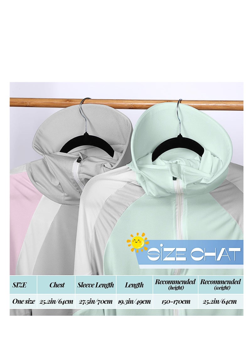 UV Protection Clothing, 2 Pcs Sun Protection Hoodie Jacket, Full Zip Clothing for Women Fit Size S-XL