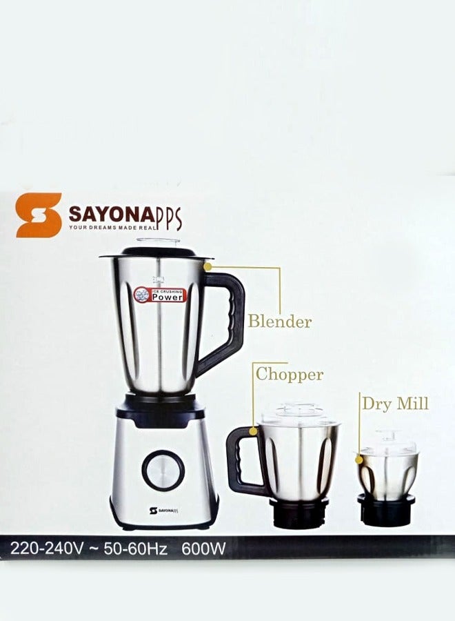 SayonApps Blender 3 in 1 Ice crushing High-Speed Mixer Grinder For Coffee Beans, Spices And Nuts, 2 Speeds
