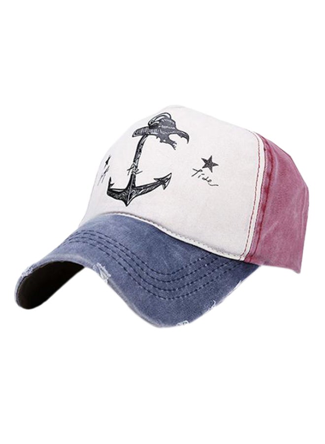 Anchor Printed Snapback Baseball Cap Blue/White/Red